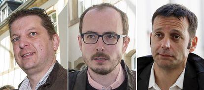 De izquierda a derecha, Raphaël Halet, Antonine Deltour y Edouard Perrin.