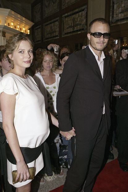 Heath Ledger and Michelle Williams, on the red carpet of 'Brokeback Mountain', in Toronto (Canada), on September 10, 2005.