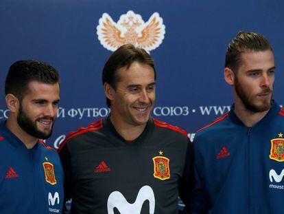 Nacho, Lopetegui y DeGea.