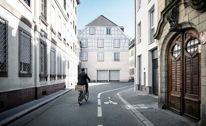 Carril bici en la ciudad francesa de Estrasburgo.