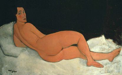 <i>Desnudo echado sobre el costado izquierdo</i>, de Amedeo Modigliani.