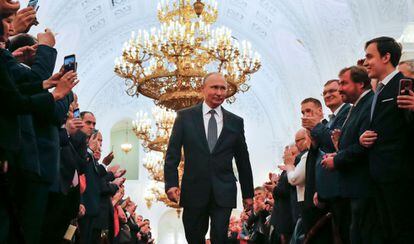 Vladimir Putin a su llegada a la inauguración en el Kremlin. 