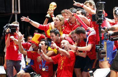 La selecci&oacute;n celebra la Copa del Mundo de 2010. 