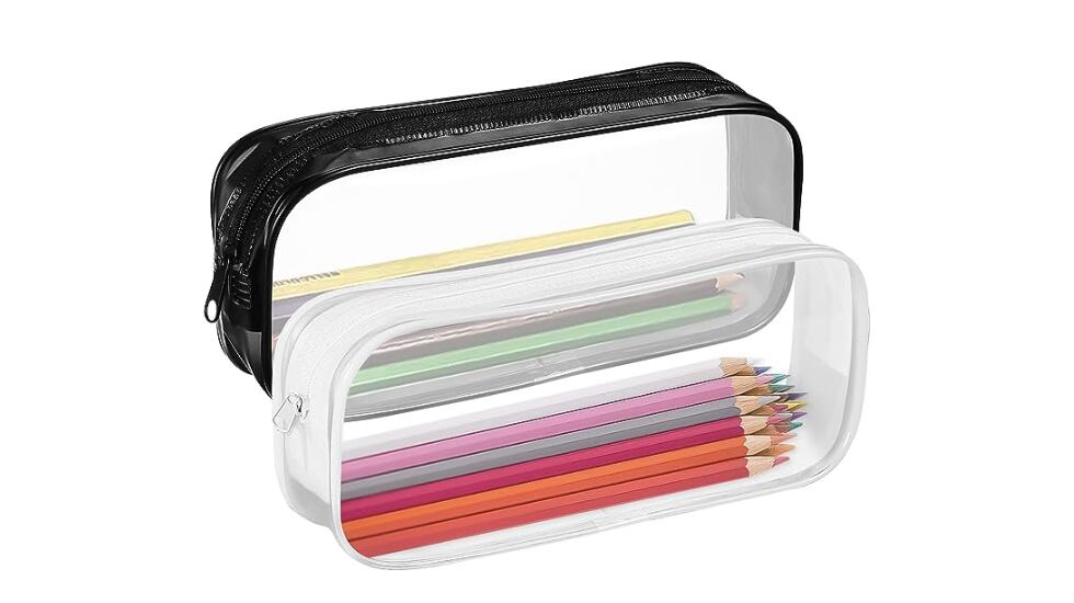 Pack de estuches escolares transparentes , impermeables, con un compartimento y de distintos colores
