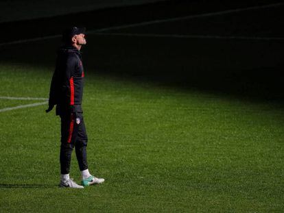 Simeone, durante un entrenamiento del Atlético.