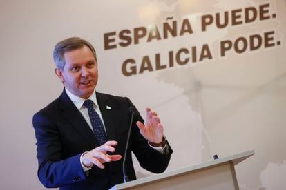 José Miñones, durante la presentación del informe de rendición de cuentas del Gobierno a Galicia correspondientes a 2022, en enero en Santiago de Compostela.