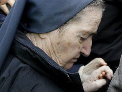 La monja sor María Gómez Valbuena el pasado 12 de abril cuando acudió a declarar ante el juez como imputada por un caso de robo de bebés.