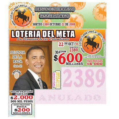 Una imagen del billete de lotería que se vende en la población colombiana de Villavicencio
