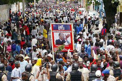 Imagen de la manifestación a favor del regreso del ex presidente Haití