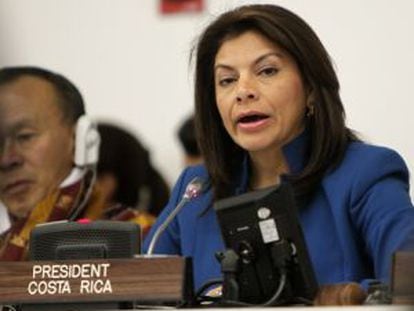 Laura Chinchilla, presidenta de Costa Rica, durante un foro celebrado en Naciones Unidas el 2 de abril.
