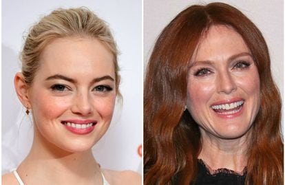 Las actrices Emma Stone y Julianne Moore.