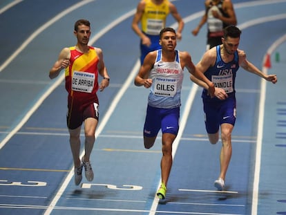 Álvaro de Arriba, a l'esquerra, al Mundial de Birmingham, al març.