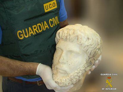 Cabeza de Marco Aurelio recuperada por el grupo de Patrimonio de la UCO.