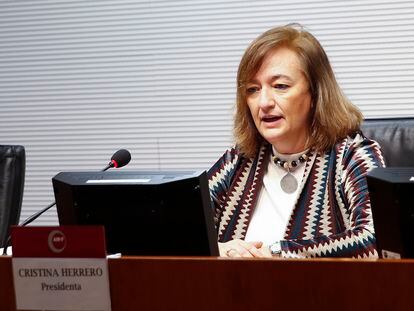 La presidenta de la Autoridad Independiente de Responsabilidad Fiscal (AIReF), Cristina Herrero, este miércoles.