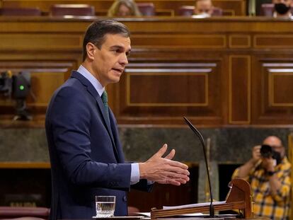 El presidente Pedro Sánchez, este miércoles en el Congreso de los Diputados.