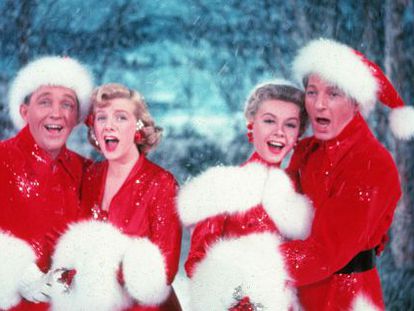 Bing Crosby, Rosemary Clooney, Vera-Ellen y Danny Kaye en Blanca Navidad, de Michael Curtis (1954).