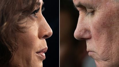 La candidata demócrata Kamala Harris y el vicepresidente Mike Pence.