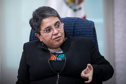 Raquel Buenrostro, jefa del Servicio de Administración Tributaria, en una entrevista para EL PAÍS en septiembre de 2020.