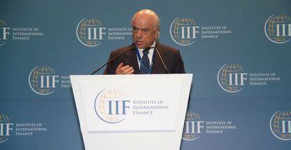 Francisco González en su discurso en el Institute of International Finance, en Lima