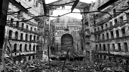 El Liceu de Barcelona, després de l'incendi del 1994.