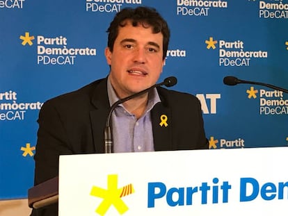 El presidente del PDeCAT, David Bonvehí, en una rueda de prensa.