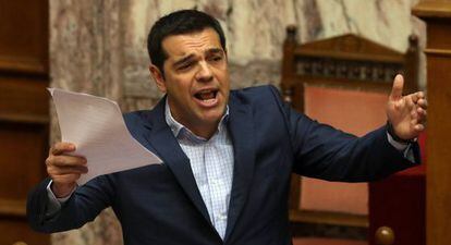 El primer ministro griego, Alexis Tsipras, en el Parlamento en Atenas. 