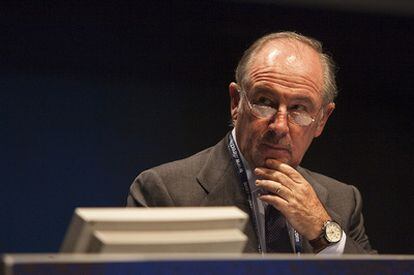 Rodrigo Rato durante su participación en el VI Congreso de Directivos, en Pamplona, en octubre de 2009.