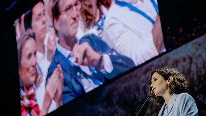 La nueva presidenta del PP de Madrid y presidenta de la Comunidad de Madrid, Isabel Díaz Ayuso, durante la clausura del XVII Congreso del Partido Popular de Madrid, el pasado sábado.
