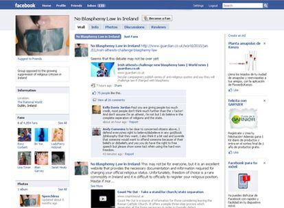 Imagen del grupo de Facebook contra la ley irlandesa que multa la blasfemia.