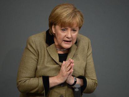 La canciller alemana, Angela Merkel, en el Bundestag (Parlamento alem&aacute;n).