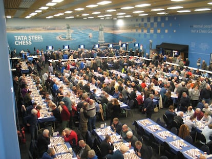 Vista general del polideportivo De Moorian, el pasado viernes, con más de 500 jugadores compitiendo simultáneamente.