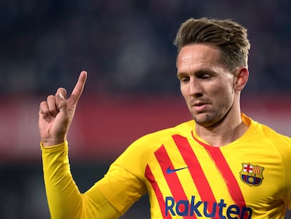 Luuk de Jong, durante un partido del Barcelona.