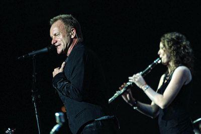 Sting, durante su concierto en el Palacio de los Deportes.