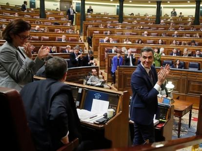 El presidente del Gobierno, Pedro Sánchez, durante la sesión plenaria este 24 de enero en el Congreso de los Diputados en Madrid.