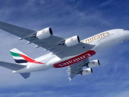 Uno de los A380 de la flota de Emirates.