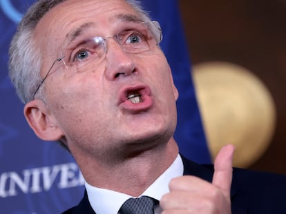 El secretario general de la OTAN, Jens Stoltenberg, pronuncia un discurso en la Universidad de Georgetown, en Washington el pasado martes.