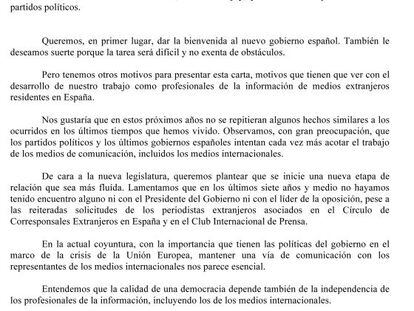 Los corresponsales extranjeros de prensa piden a Rajoy una "relación más fluida"