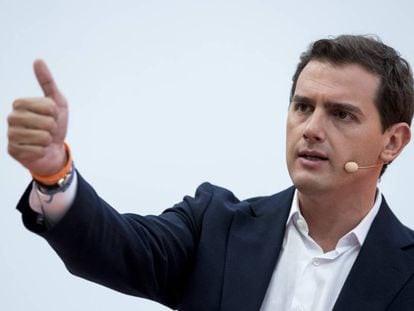 Albert Rivera during a press conference in Madrid on Wednesday 6 March, 2019.