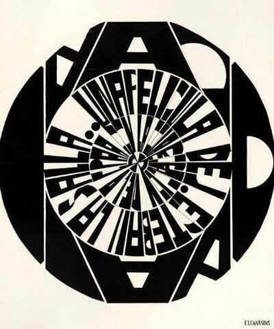 <i>Composición circular letrista</i> (1967-1969).