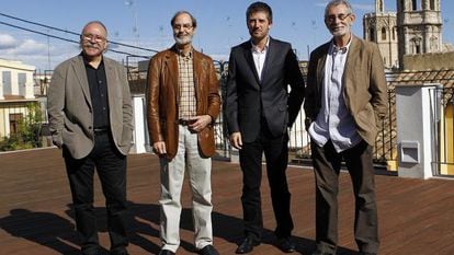 Josel Lluis Carod Rovira, Josep Anton Soldevila, Toni Cruanyes y Tom&aacute;s Llopis, en Valencia.