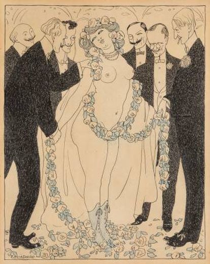 'Dona amb pretendents', de 1909, pintada per Torné Esquius.