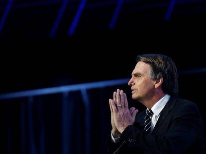 El candidato ultraderechista Jair Bolsonaro durante un debate en julio de este año