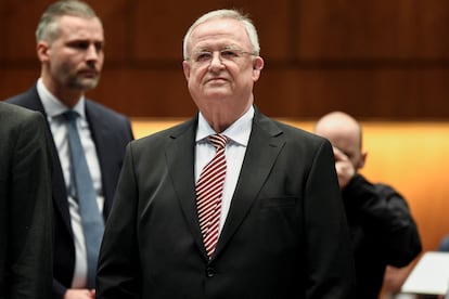 Martin Winterkorn, former chairman of Volkswagen, appears in court as a witness in an investor lawsuit over the carmaker's diesel emissions scandal, in Braunschweig, Germany February 14, 2024. REUTERS/Fabian Bimmer