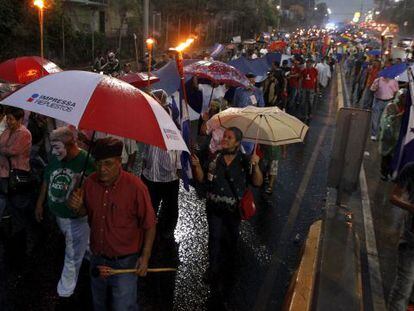 Manifestantes en Tegucigalpa este viernes. 