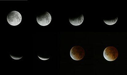 Imágenes del eclipse de Luna tomadas en Múnich (Alemania), entre las 0.30 y  las 2.15.