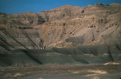 Imagen panorámica del yacimiento en Hadar (Etiopía), donde se han encontrado  más de 250 fósiles de homínidos de hace 3,2 millones de años.