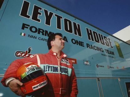 Bruno Giacomelli, durante un entrenamiento de pretemporada en 1990 en Jerez.