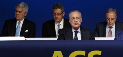 Florentino Pérez, presidente de ACS en una junta general de accionistas de la compañía