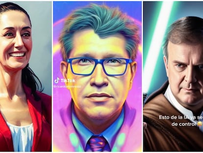 Retratos con Inteligencia Artificial de Claudia Sheinbaum, Ricardo Monreal y Marcelo Ebrard.