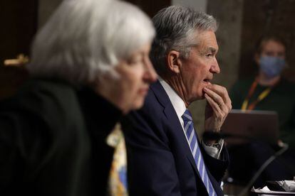 Janet Yellen and Jerome Powell appear this Tuesday before the Senate Banking committee in Washington.